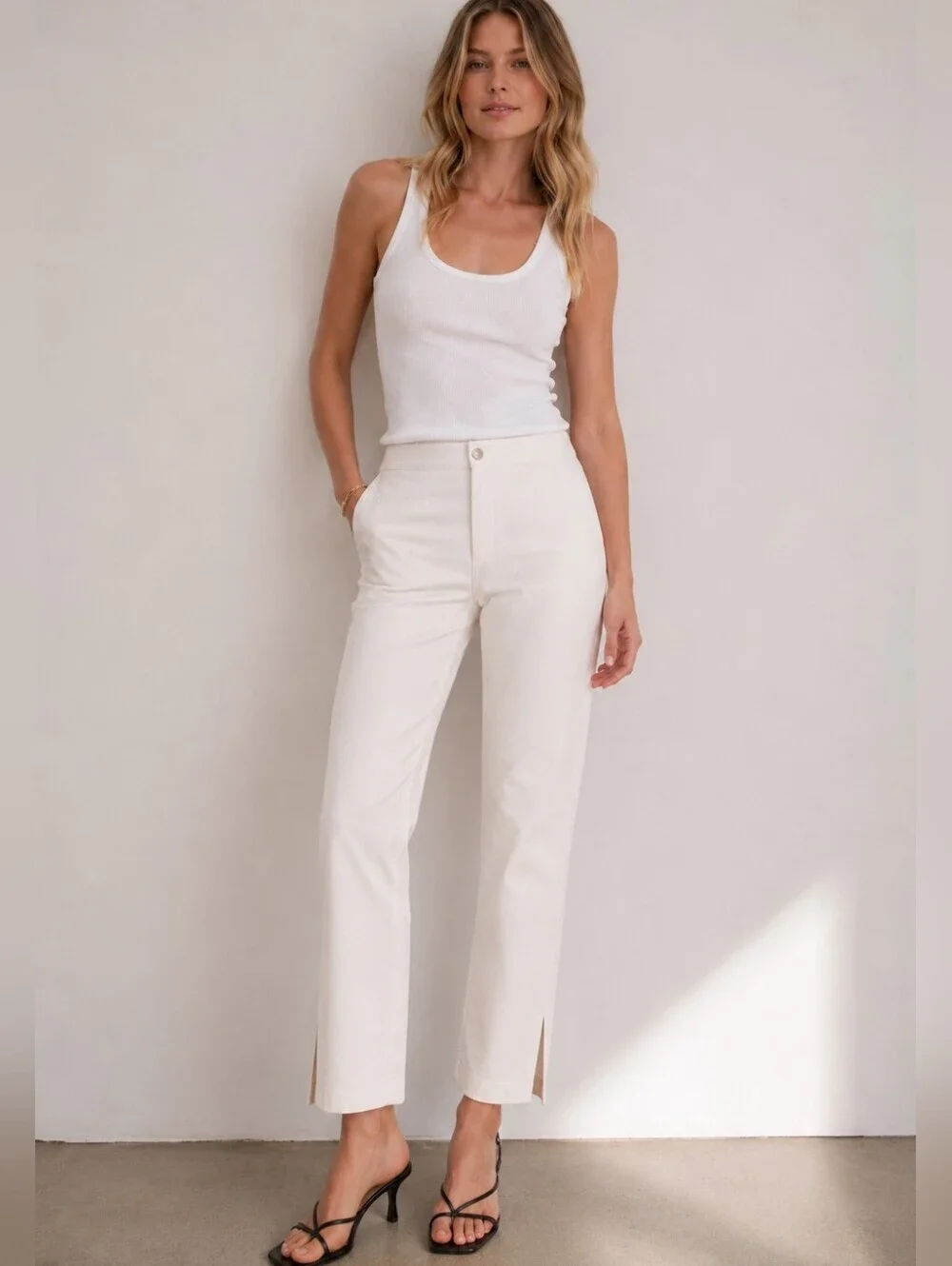 Zara ZW Collection White Tailored Stretch Ankle Cropped Pants NWT Size S